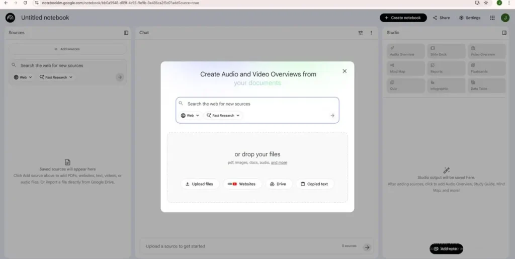 Google notenbook lm screenshot